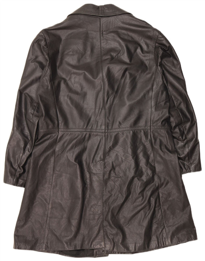 Cappotto in pelle vintage da uomo UK 40 grande in pelle nera