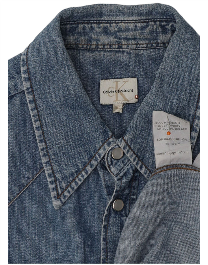 Camicia in denim a maniche corte da donna Calvin Klein Jeans UK 18 XL cotone blu