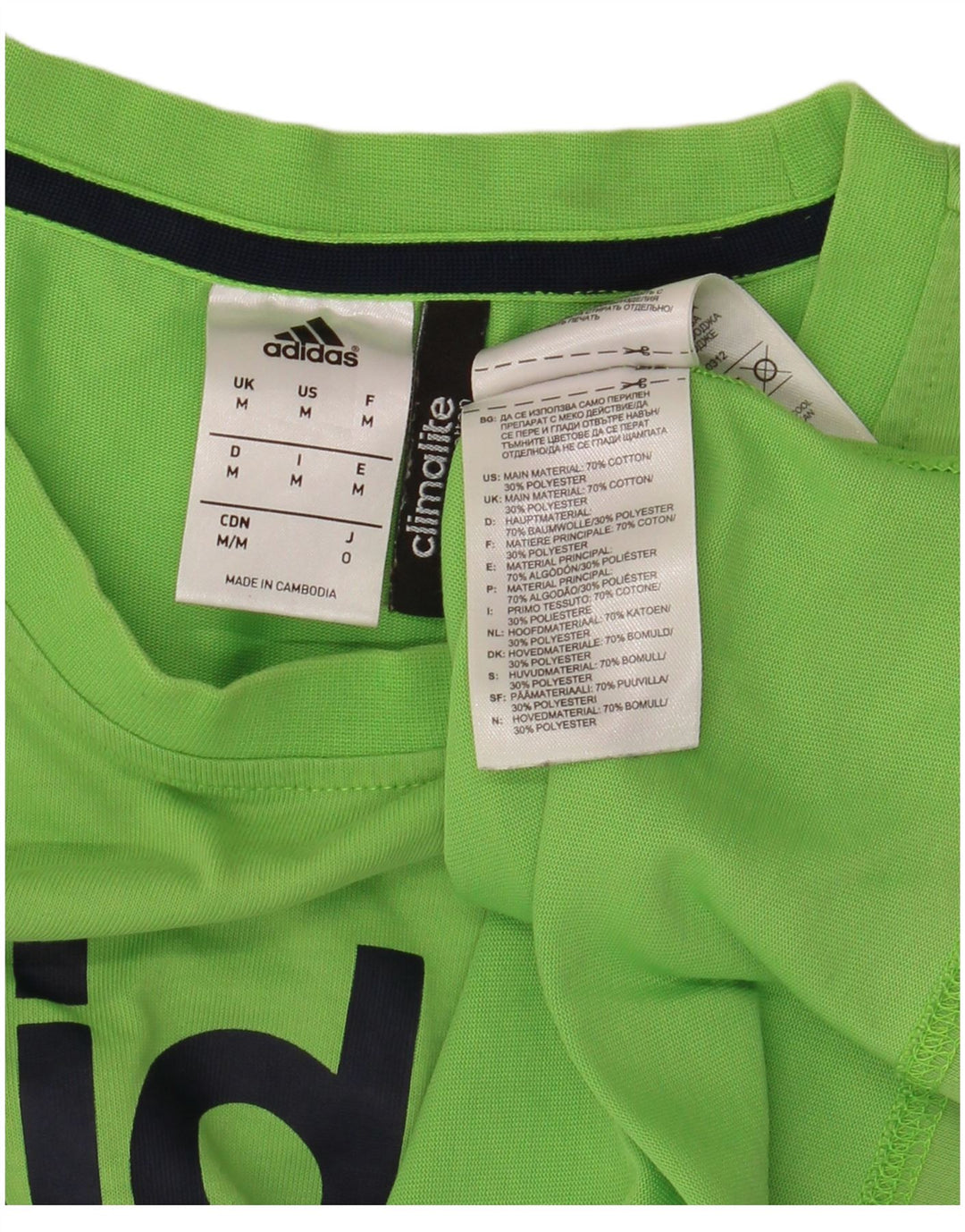 T-shirt grafica ADIDAS da uomo Climalite Top in cotone verde medio