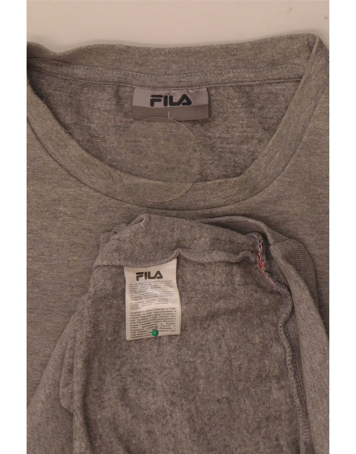 Fila Felpa grafica da uomo Maglione grande in cotone color block grigio