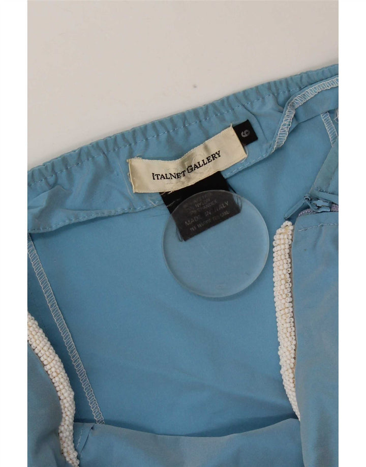 Top corto senza spalline da donna vintage UK 6 XS blu acetato