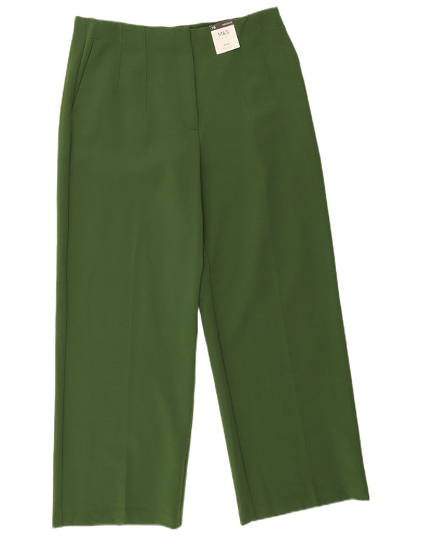Pantaloni casual a vita alta da donna Marks & Spencer UK 16 Large W32 L28 Verde