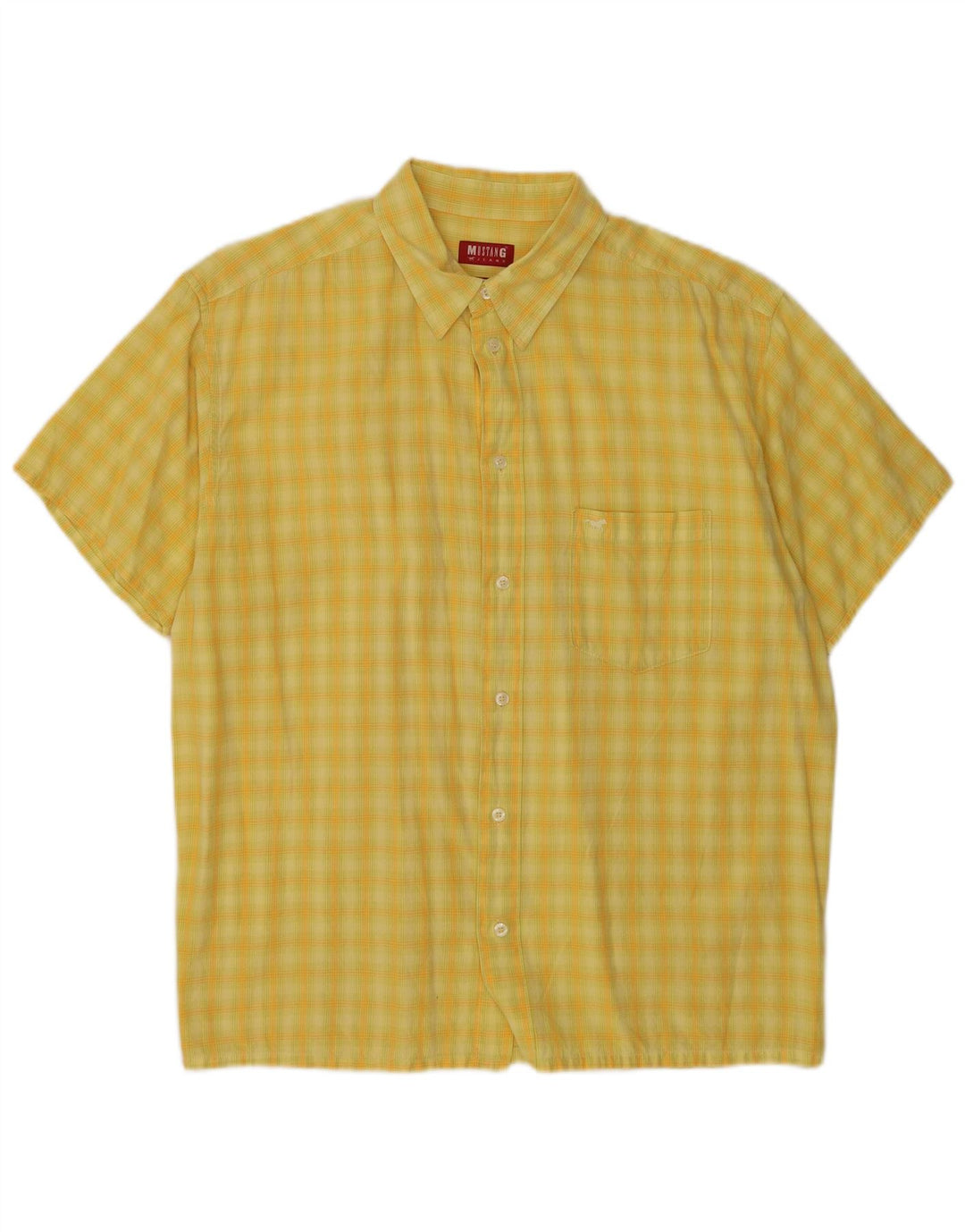 Camicia a maniche corte da uomo Mustang a quadri gialli grandi