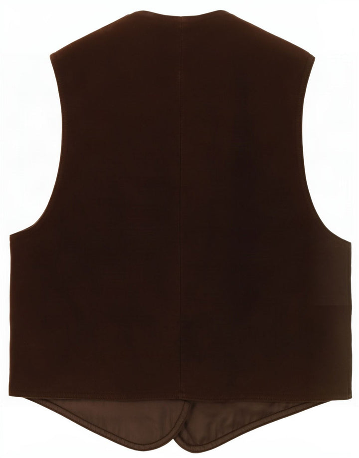 Gilet vintage da uomo in pelle scamosciata piccolo marrone