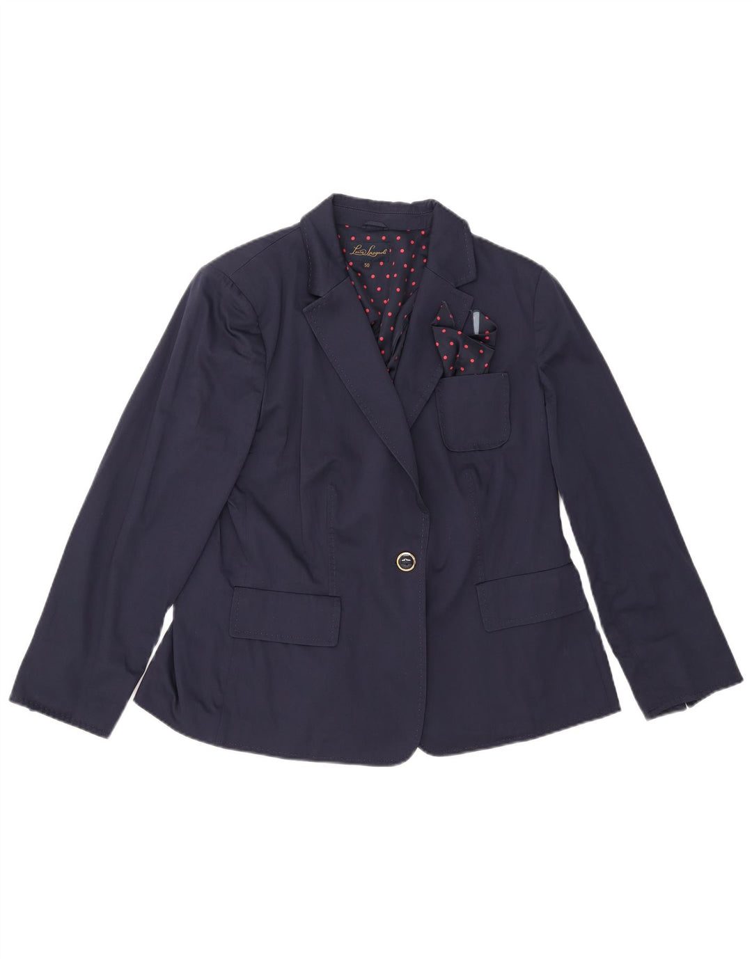 Giacca Blazer a 1 Bottone Donna Luisa Spagnoli IT 50 XL Cotone Blu Navy