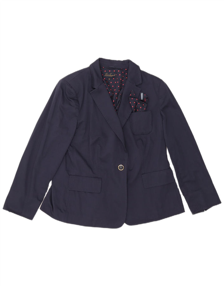 Giacca Blazer a 1 Bottone Donna Luisa Spagnoli IT 50 XL Cotone Blu Navy