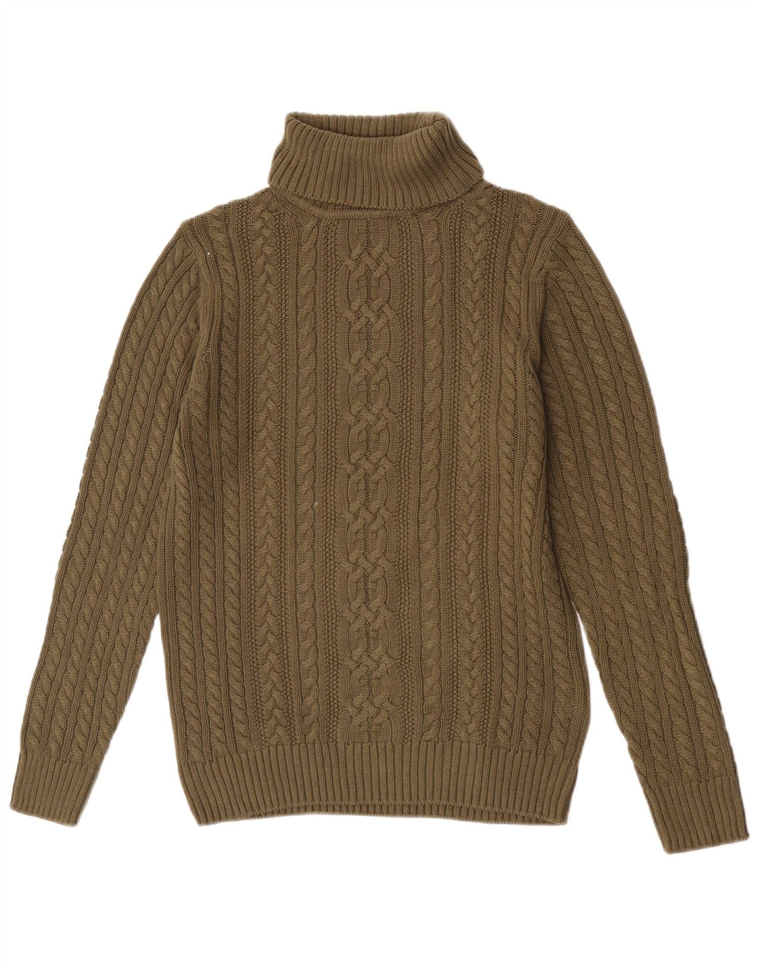 Maglione vintage da uomo con collo alto in cotone verde medio