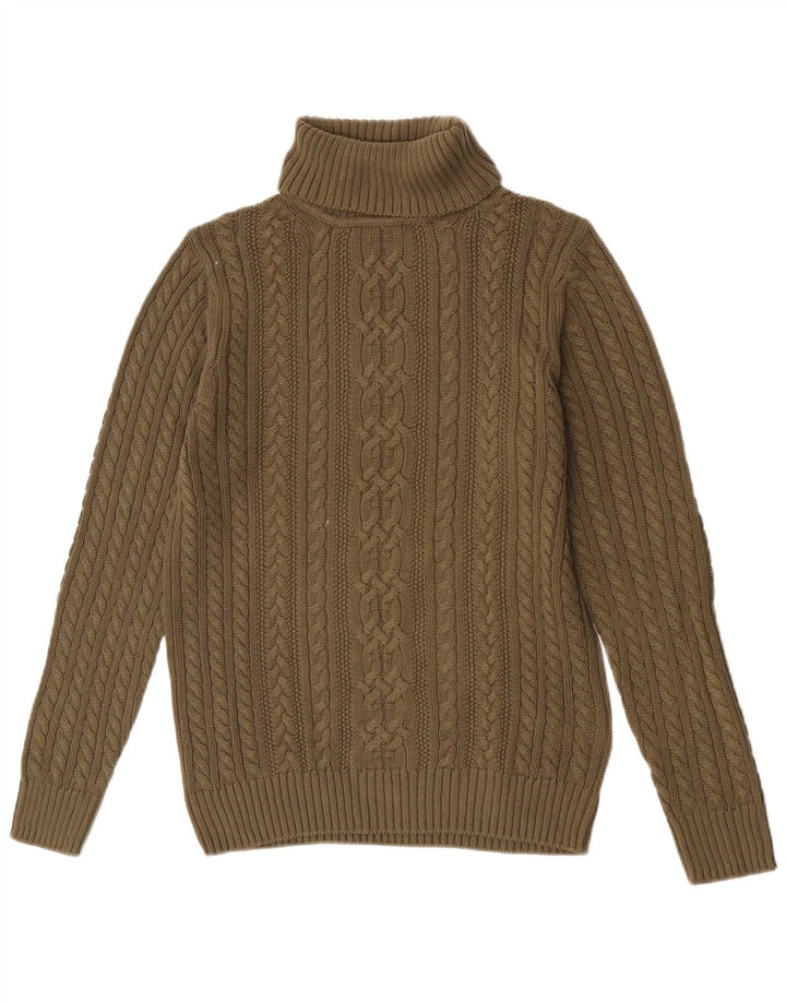 Maglione vintage da uomo con collo alto in cotone verde medio