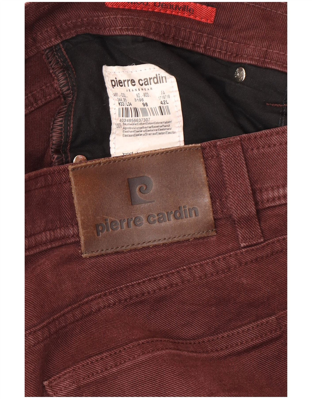 PIERRE CARDIN Jeans dritti da uomo W33 L34 Cotone marrone