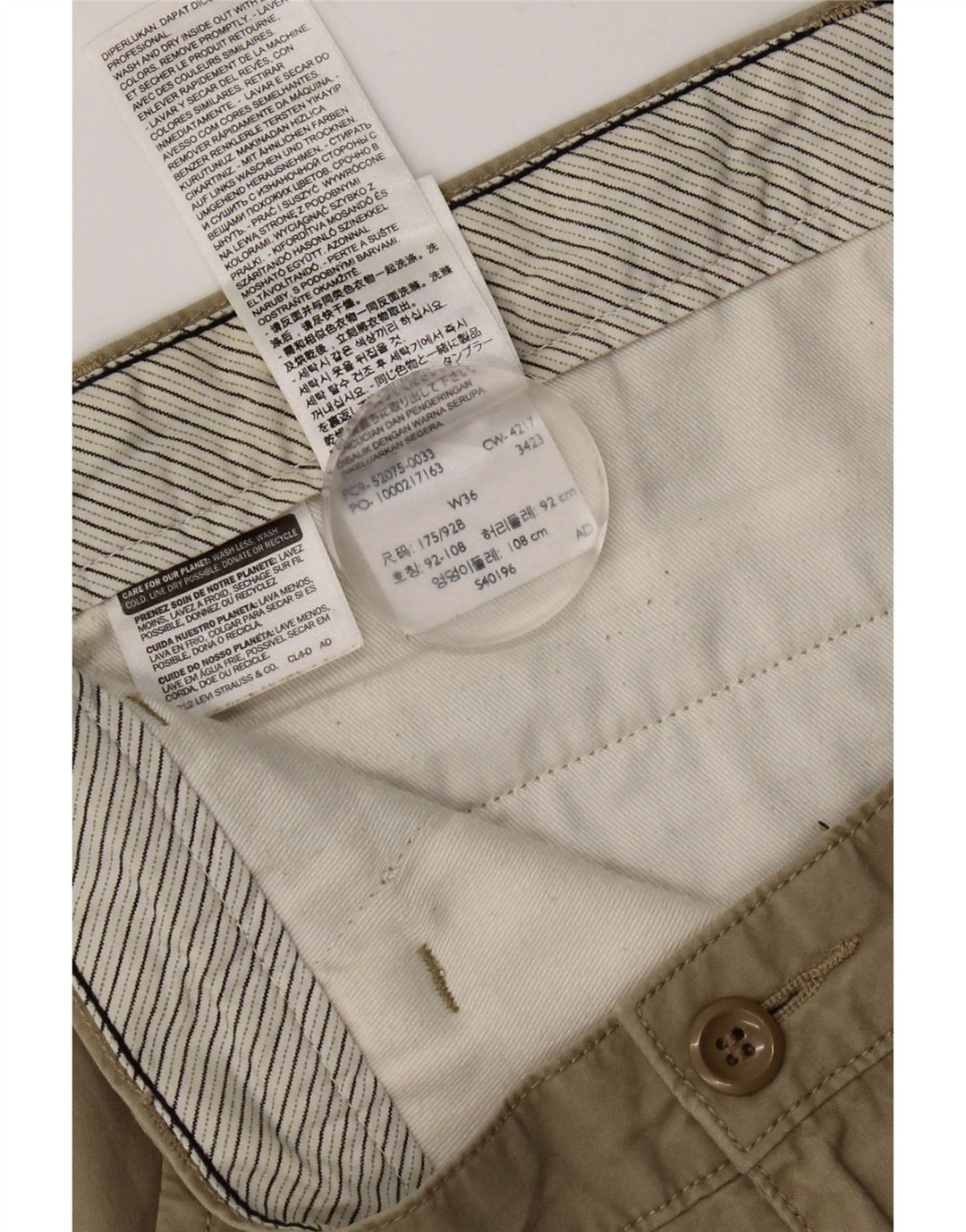 Pantaloncini chino da uomo Dockers W36 grandi in cotone kaki