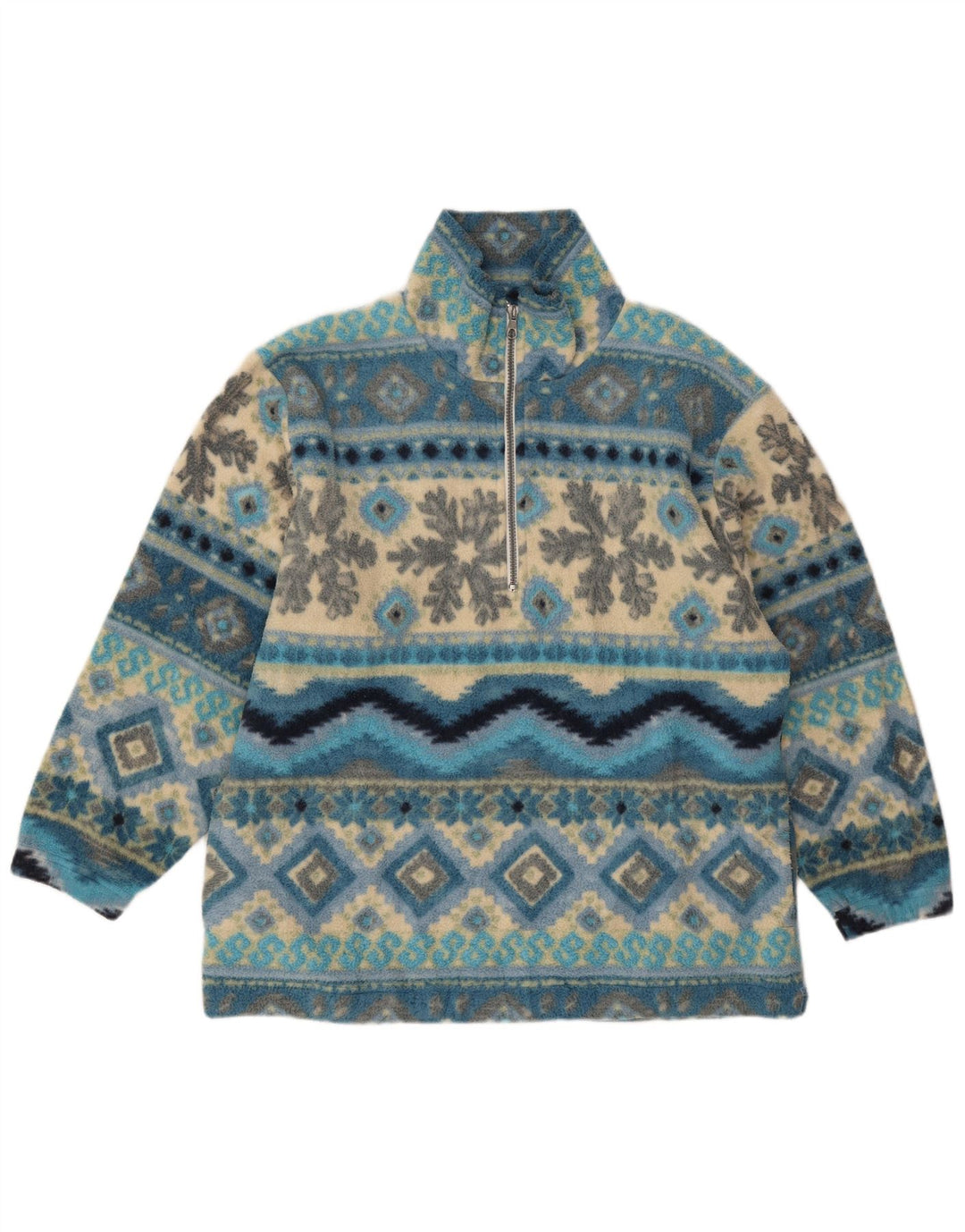Maglione in pile oversize da donna F.LLI Campagnolo UK 10 Small Blue Fair Isle