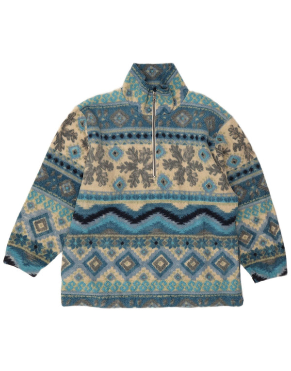Maglione in pile oversize da donna F.LLI Campagnolo UK 10 Small Blue Fair Isle