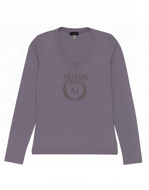 Armani Jeans Top grafico da donna manica lunga EU 40 Viola medio