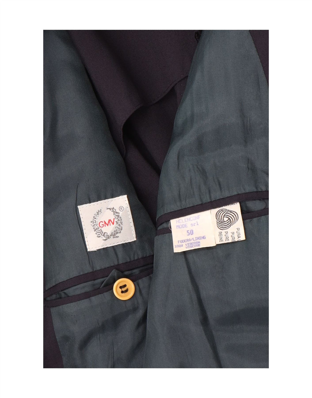 Giacca blazer vintage da uomo a 3 bottoni IT 50 grande in lana blu navy