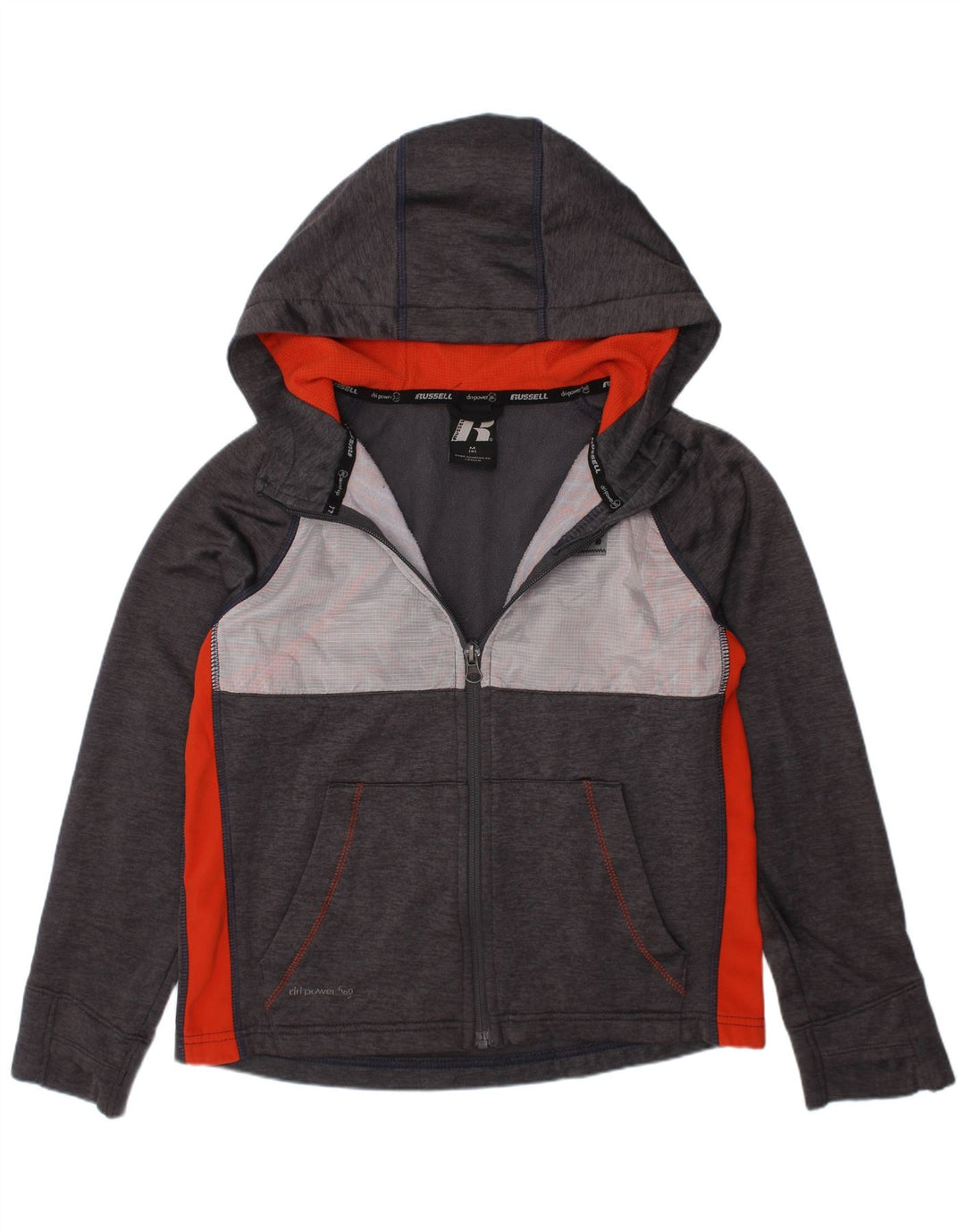 Maglione con cappuccio e zip per ragazze Russell Athletic 7-8 anni in poliestere grigio medio