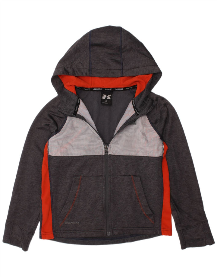 Maglione con cappuccio e zip per ragazze Russell Athletic 7-8 anni in poliestere grigio medio