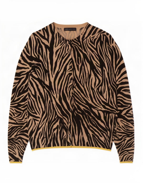 Maglione cardigan da donna Marks & Spencer UK 12 Stampa animalier beige medio