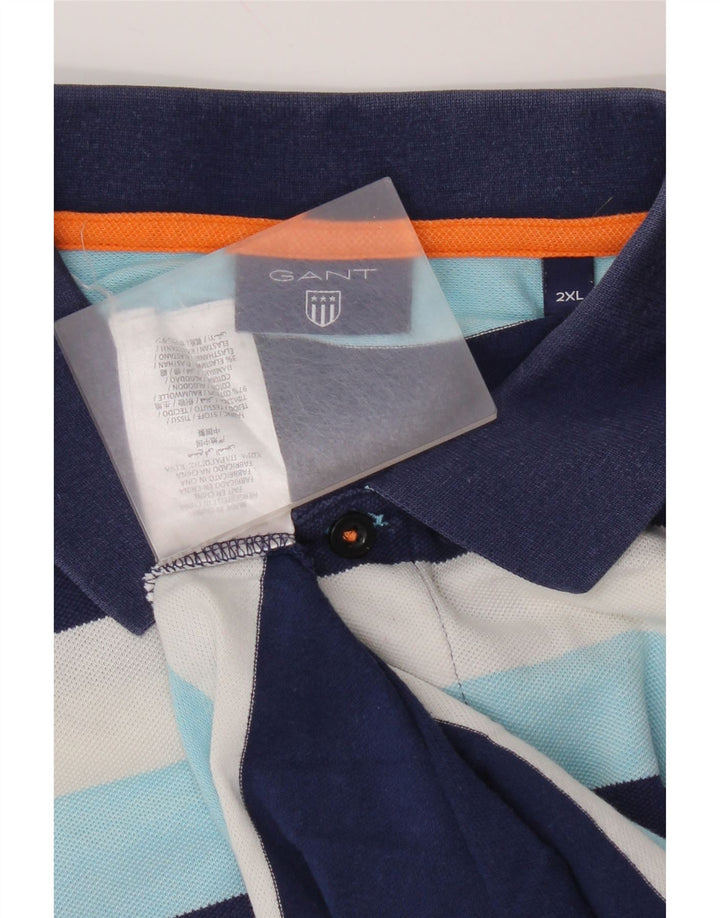 Polo da uomo Gant 2XL in cotone a righe blu navy