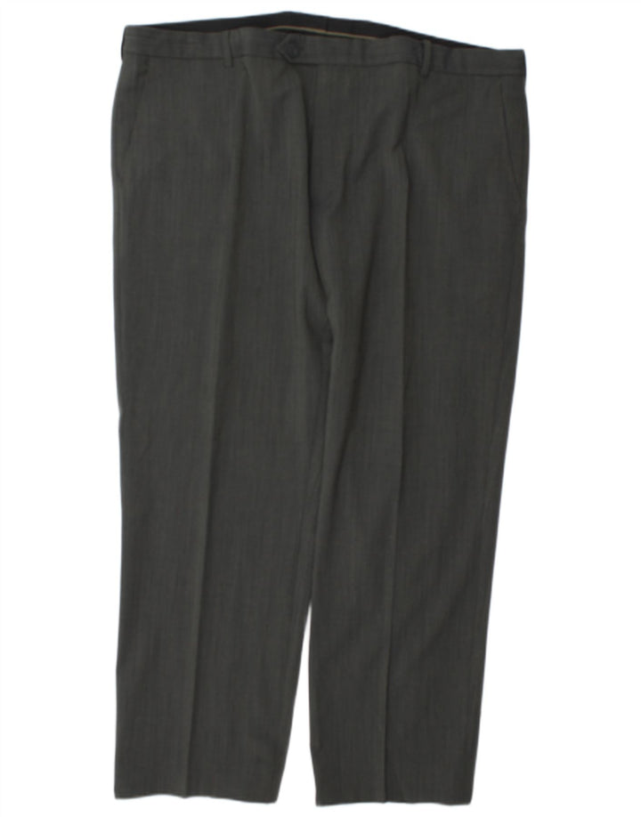 Pantaloni da abito dritti da uomo Marks & Spencer W44 L30 poliestere grigio