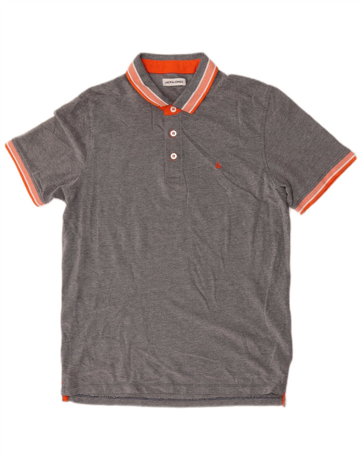 Polo da uomo Jack & Jones grande in cotone grigio