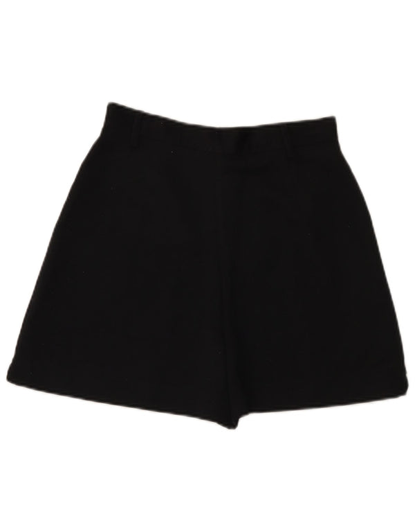 Pantaloncini casual vintage a vita alta da donna piccoli W26 poliestere nero