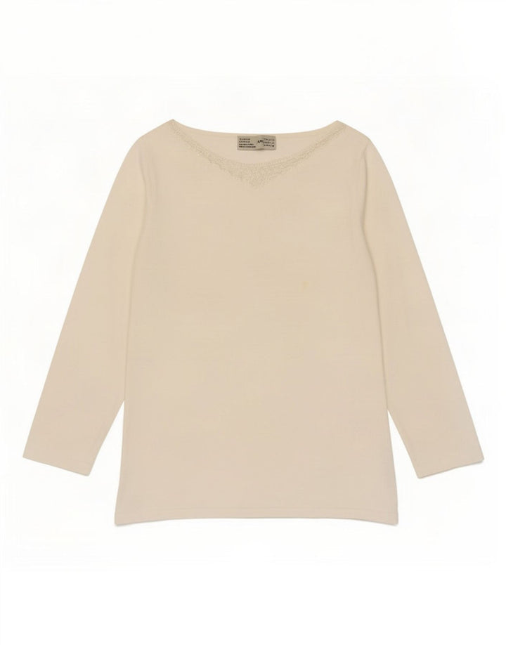 Top Zara da donna manica 3/4 UK 12 Rayon bianco medio