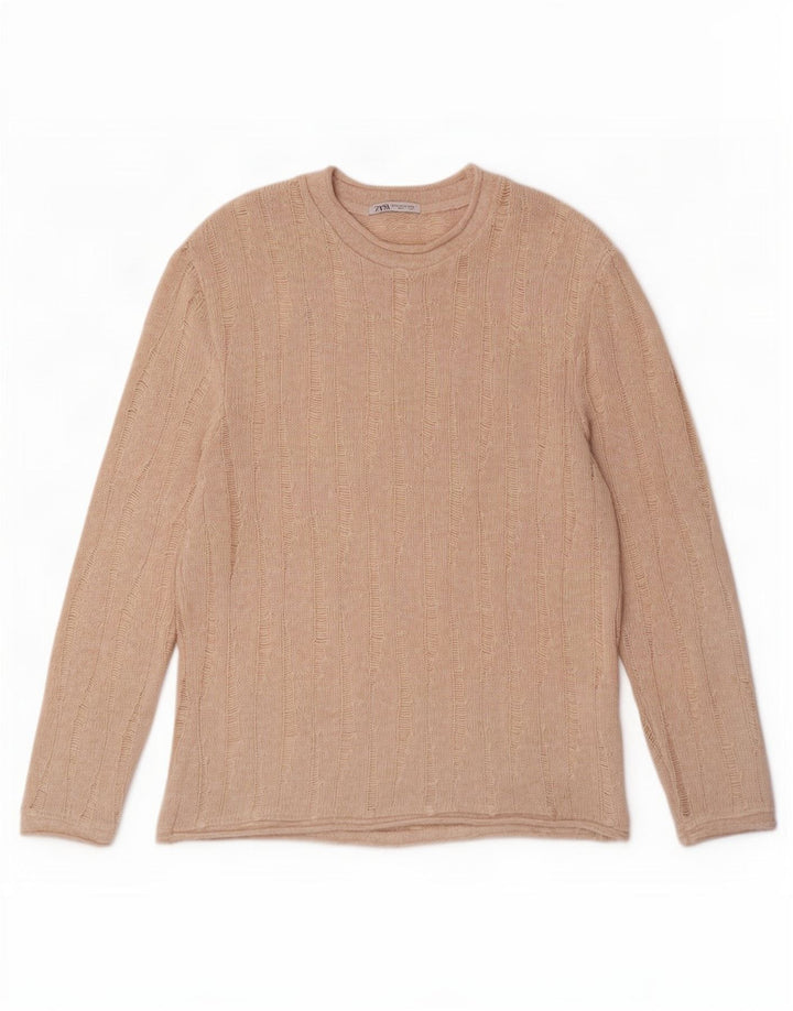 Maglione a collo alto da uomo Zara in poliestere chiazzato beige medio