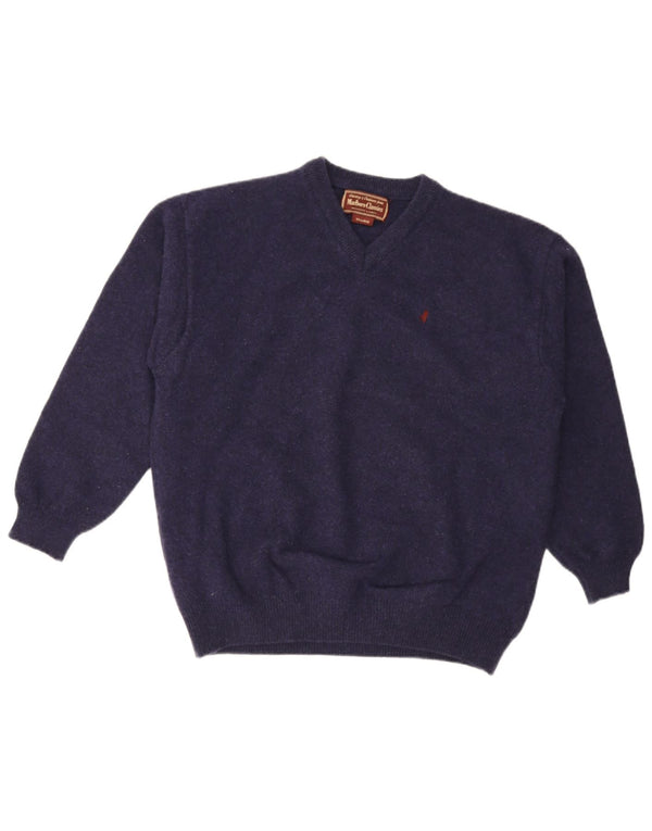Marlboro Classics Maglione da uomo con scollo a V 2XL Lana blu navy