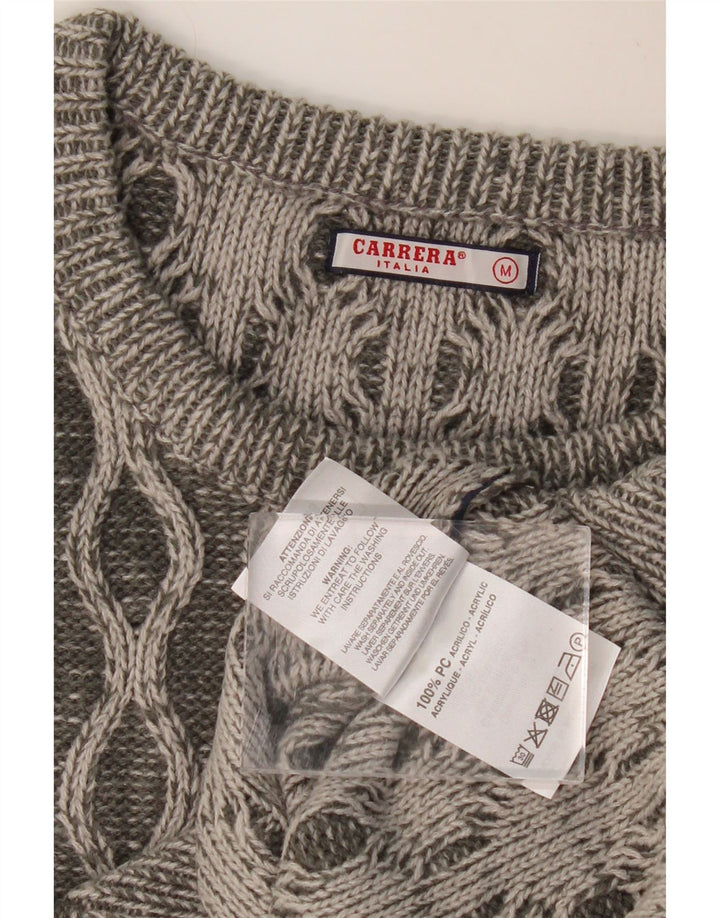 CARRERA Maglione girocollo da uomo in acrilico geometrico grigio medio