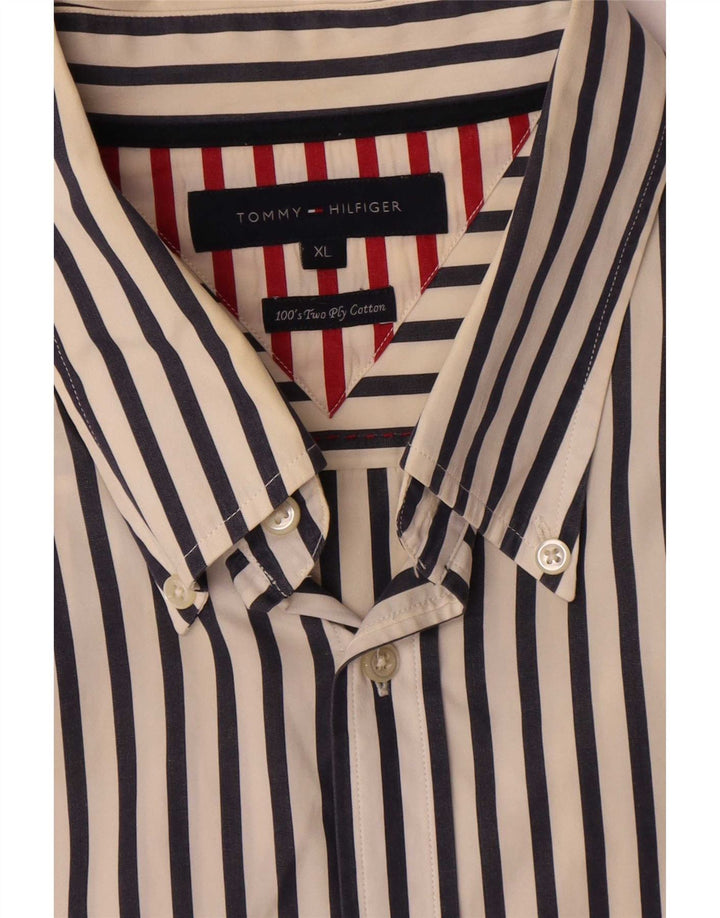 Camicia da uomo Tommy Hilfiger XL in cotone a righe bianche