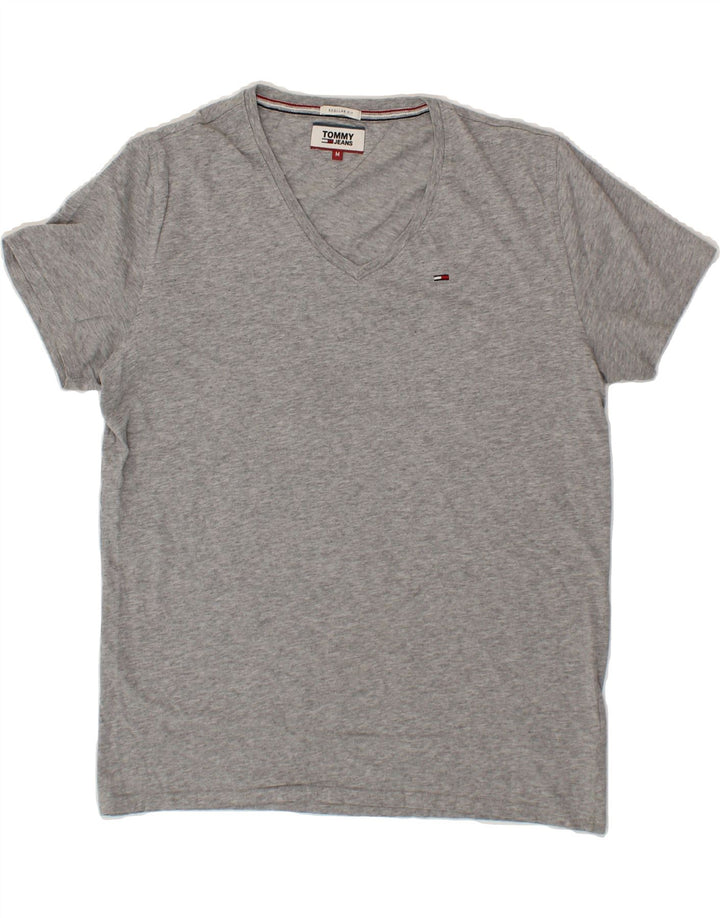 TOMMY HILFIGER Womens Regular Fit T-Shirt Top UK 14 Medium Grey Cotton Vintage Tommy Hilfiger and Second-Hand Tommy Hilfiger from Messina Hembry 