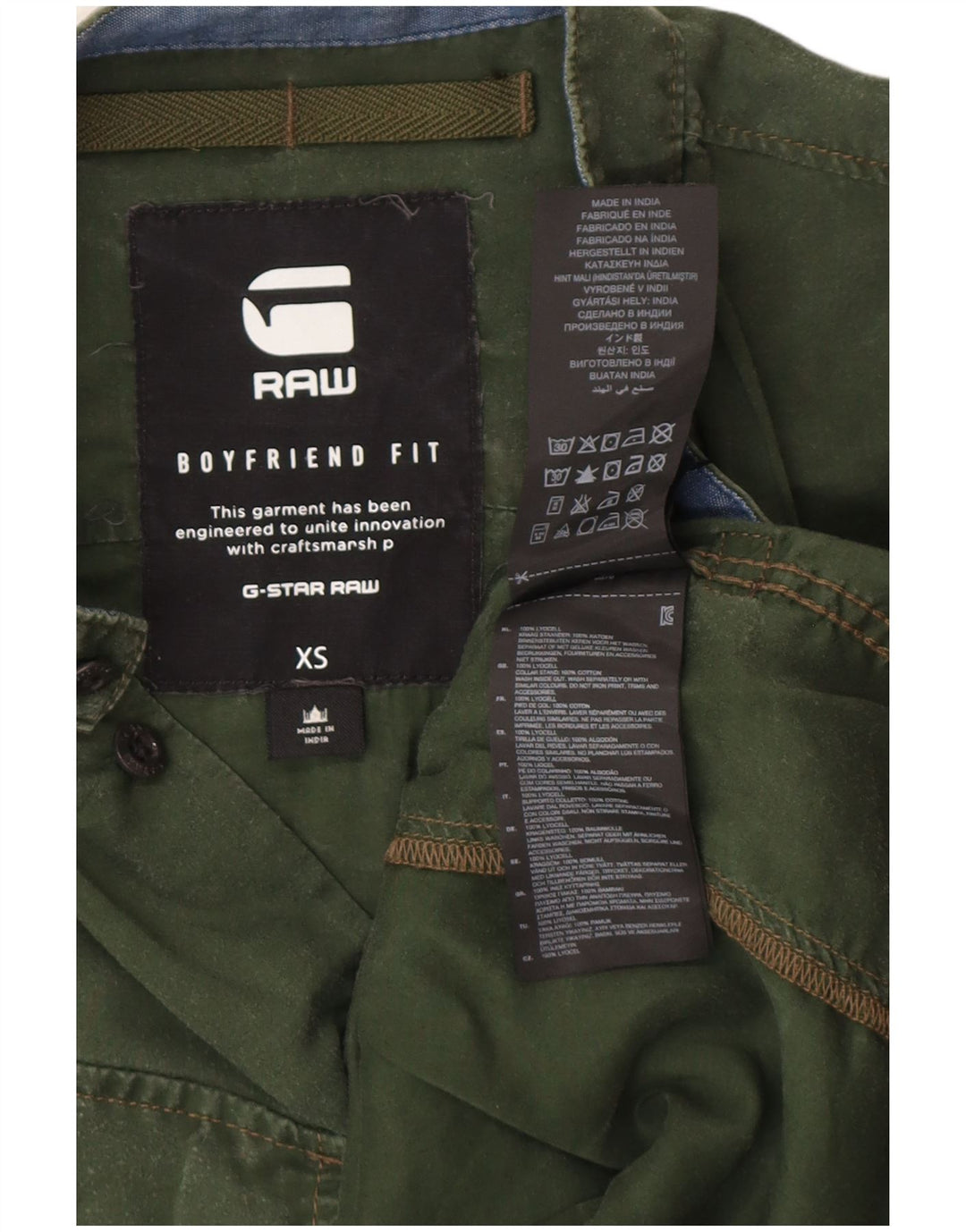 Camicia da uomo G-STAR Boyfriend Fit XS verde cotone