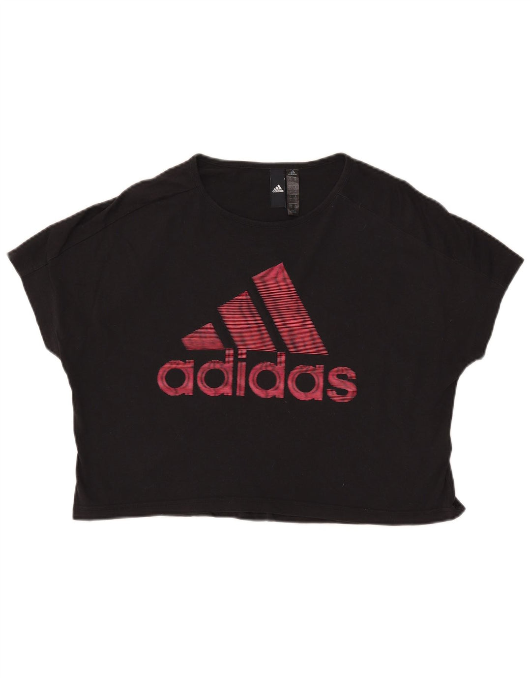 T-shirt grafica corta da donna ADIDAS UK 12/14 cotone nero medio