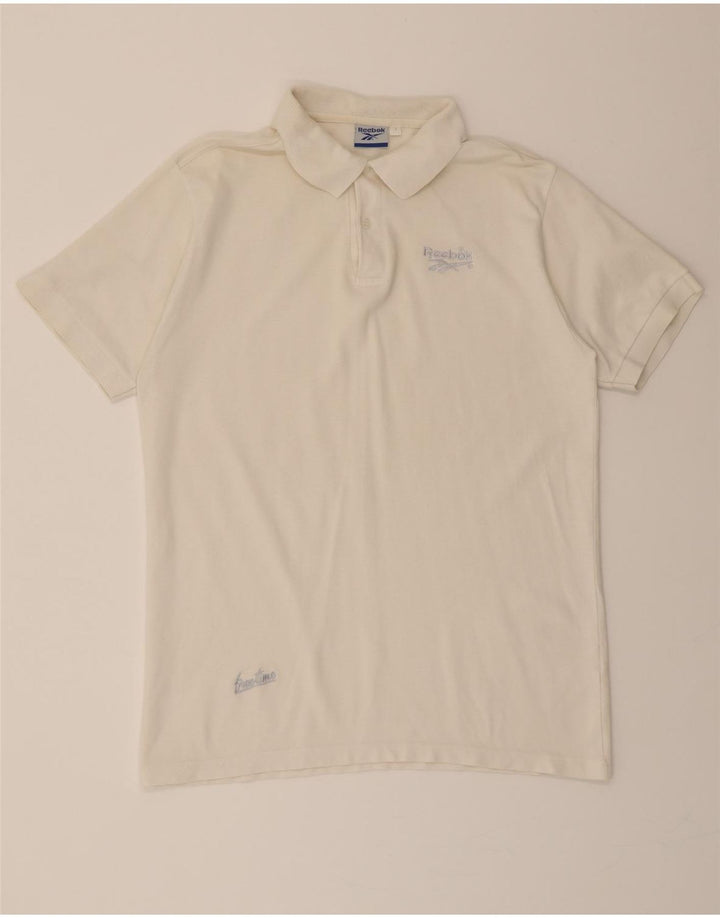 REEBOK Mens Polo Shirt Medium White Cotton Vintage Reebok and Second-Hand Reebok from Messina Hembry 