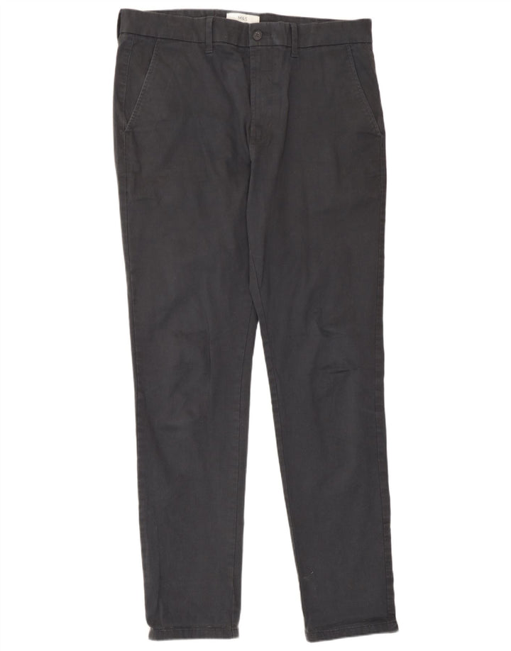 Pantaloni chino slim da uomo Marks & Spencer W34 L33 cotone grigio