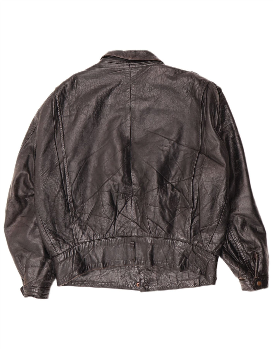 Giacca in pelle militare vintage da uomo IT 46 piccola nera