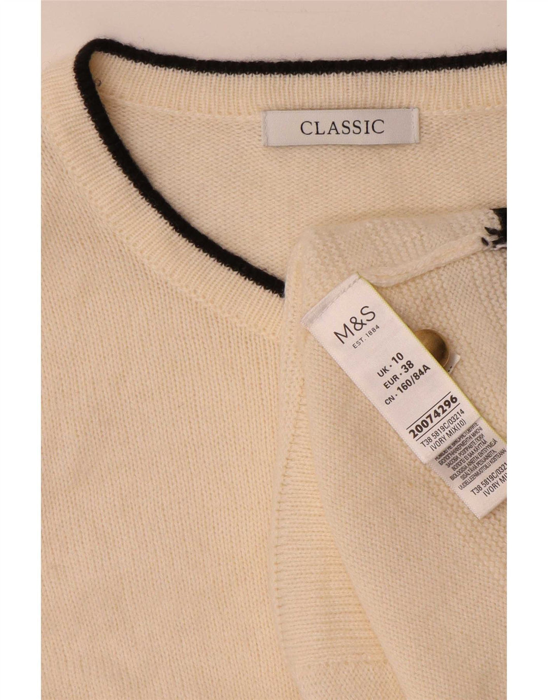 Maglione cardigan da donna Marks & Spencer UK 10 Small Off White Colourblock