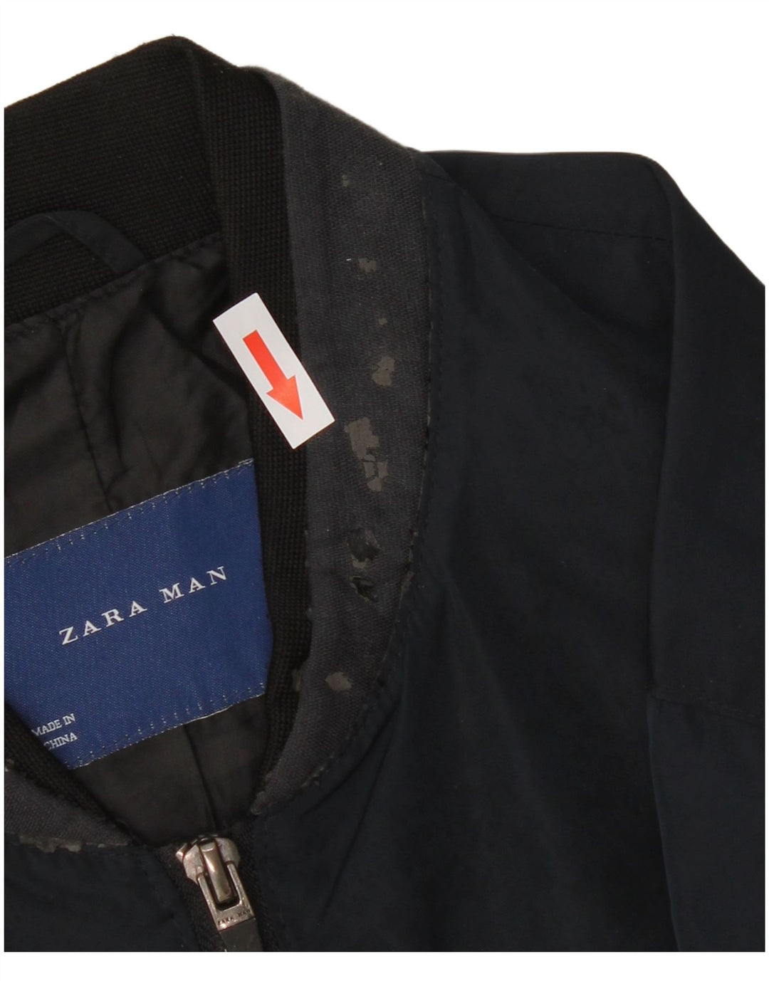 Giubbotto bomber da uomo Zara UK 40 grande poliestere blu navy