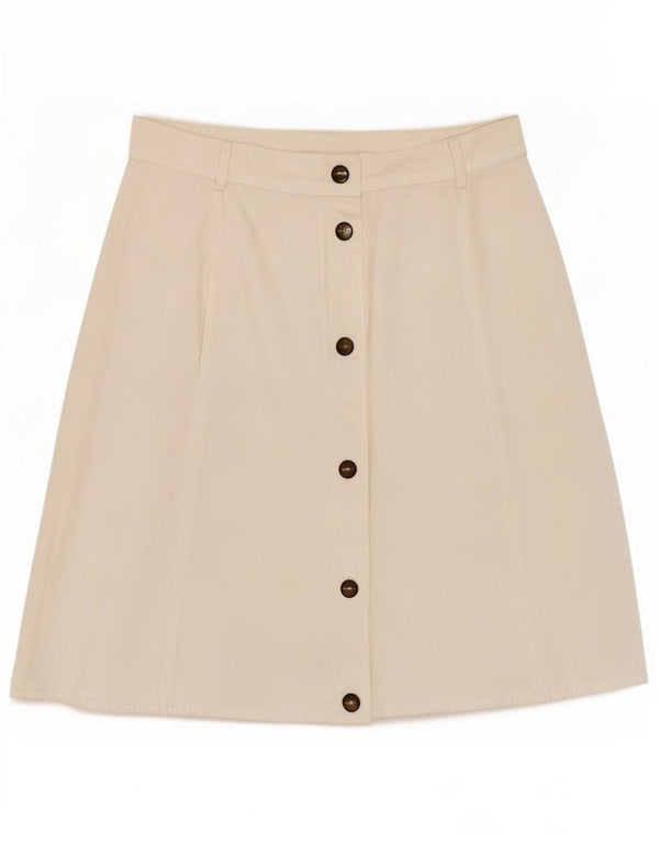 Gonna a trapezio da donna del fine settimana UK 14 media W30 cotone bianco