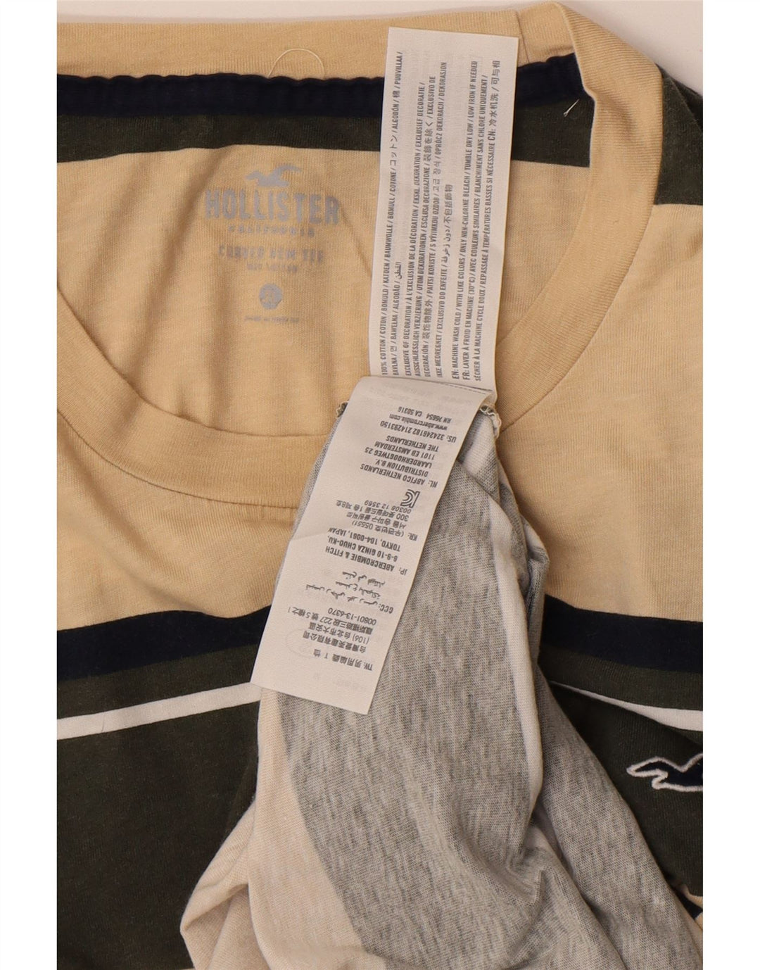 T-shirt da uomo HOLLISTER Top XL in cotone a righe beige