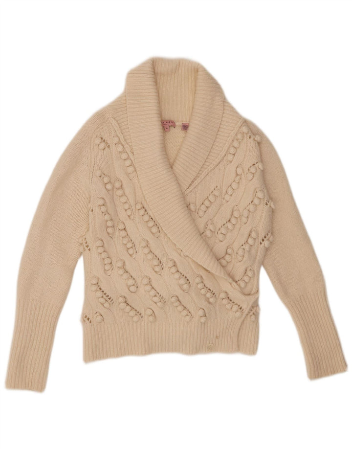 Maglione cardigan avvolgente da donna Ted Baker taglia 4 grande lana beige