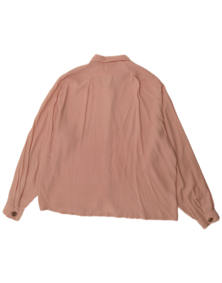 Camicetta camicia vintage da donna UK 16 grande rosa