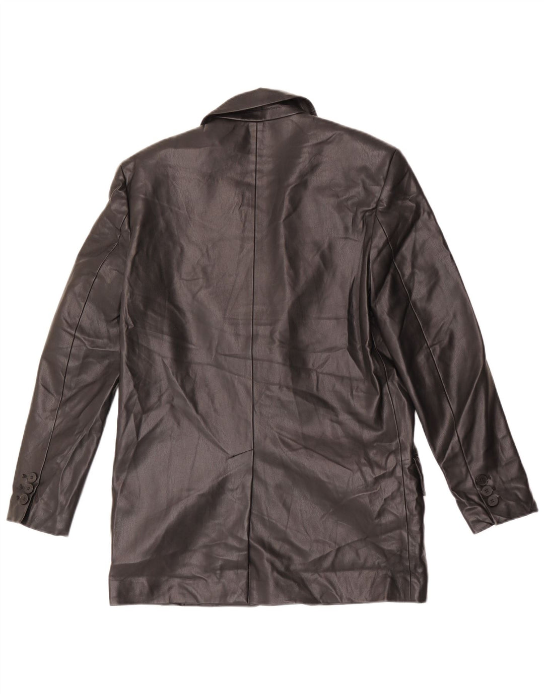 Giacca blazer oversize in pelle sintetica a 2 bottoni da donna Zara UK 6 XS nera