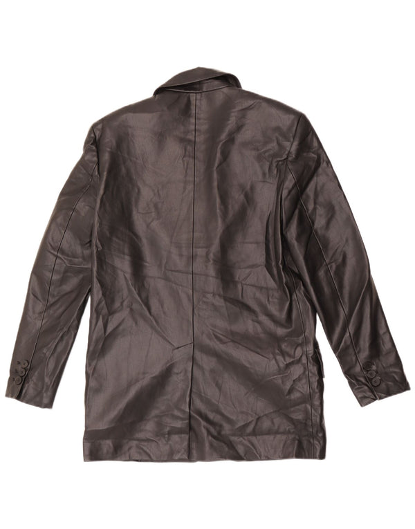 Giacca blazer oversize in pelle sintetica a 2 bottoni da donna Zara UK 6 XS nera