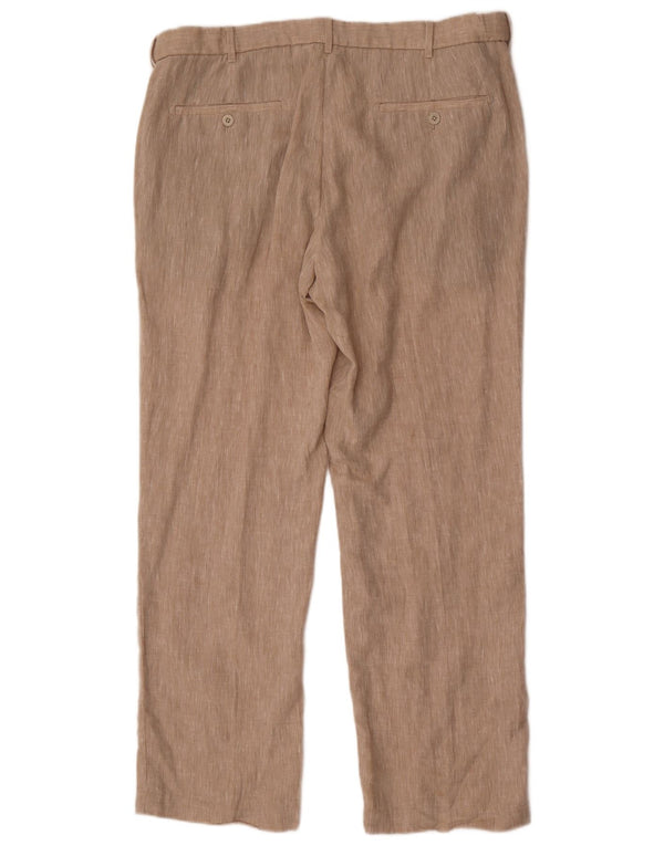 Marks & Spencer Mens Blue Harbour Straight Chino Trousers W38 L31 Beige