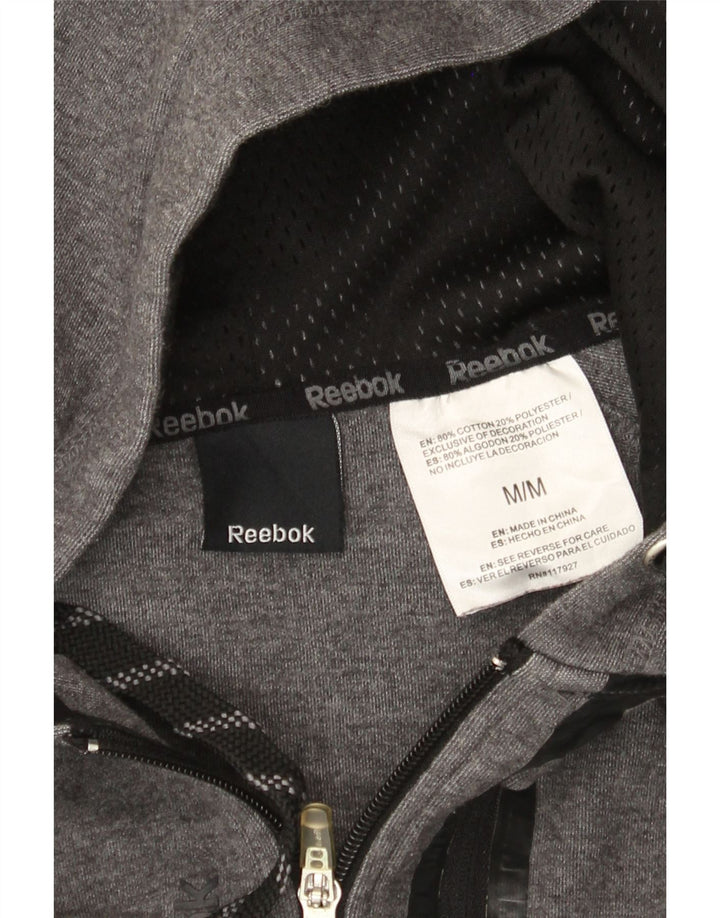Maglione con cappuccio e zip da uomo Reebok in cotone grigio medio