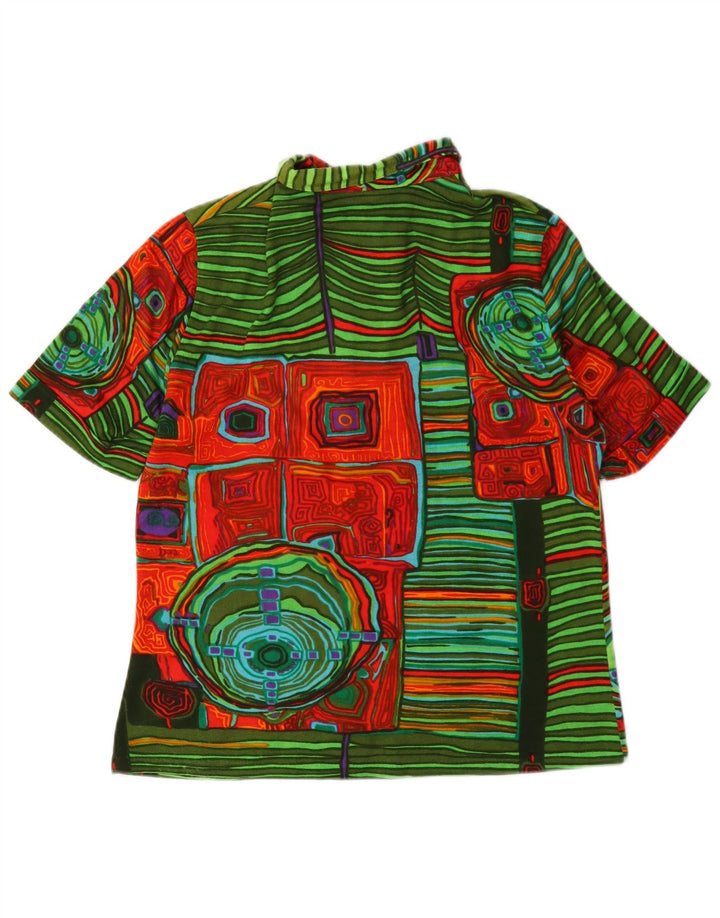 Polo vintage da donna UK 14 media multicolore geometrica