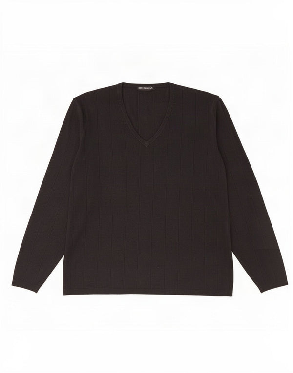 Marks & Spencer Maglione da uomo con scollo a V autografo XL a righe blu navy