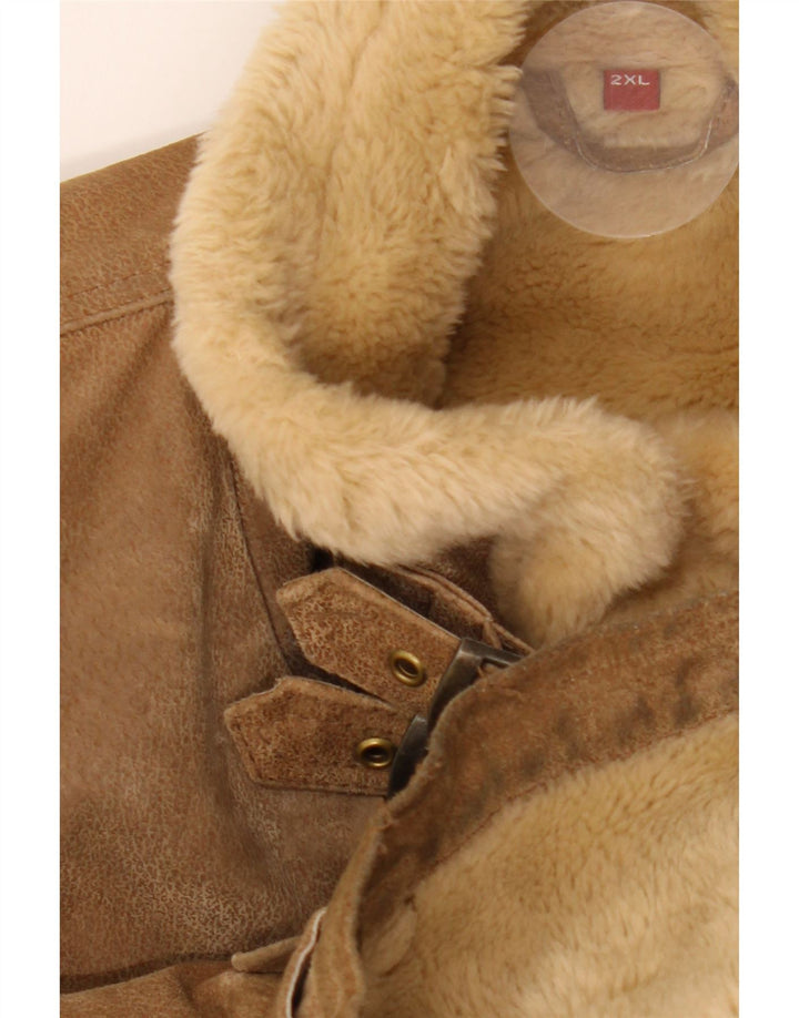 MONTGOMERY Giubbotto in shearling da uomo UK 44 2XL Pelle marrone