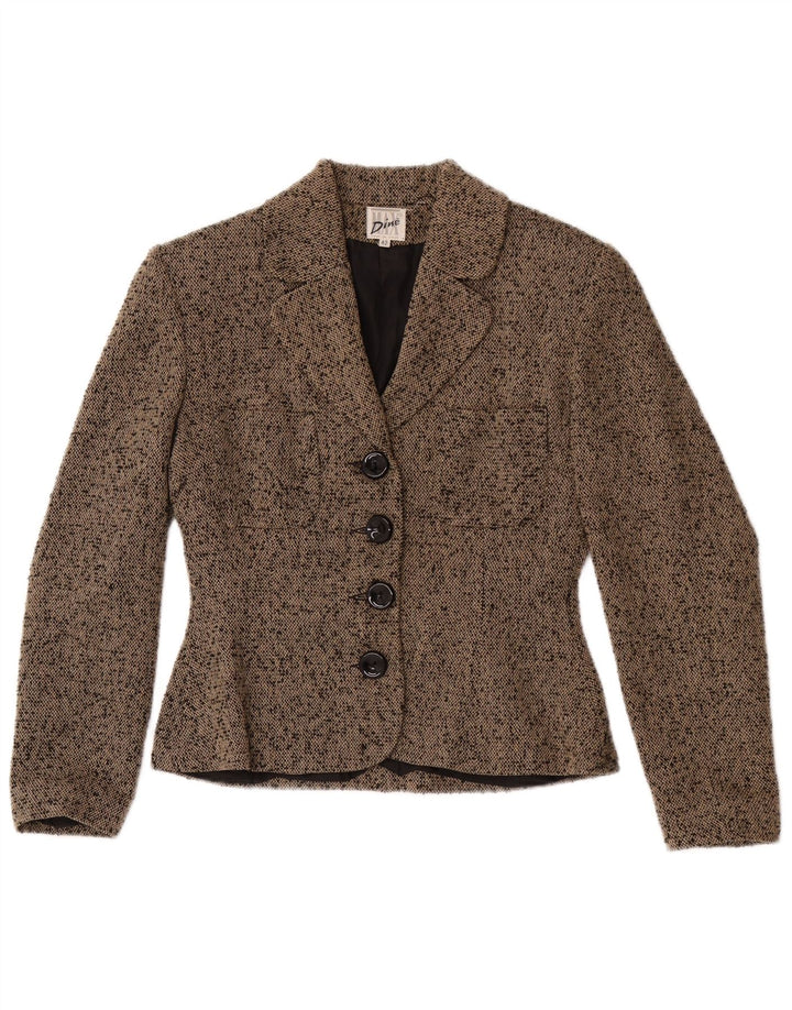 Giacca blazer a 4 bottoni da donna Max Dine IT 42 Acrilico screziato marrone medio